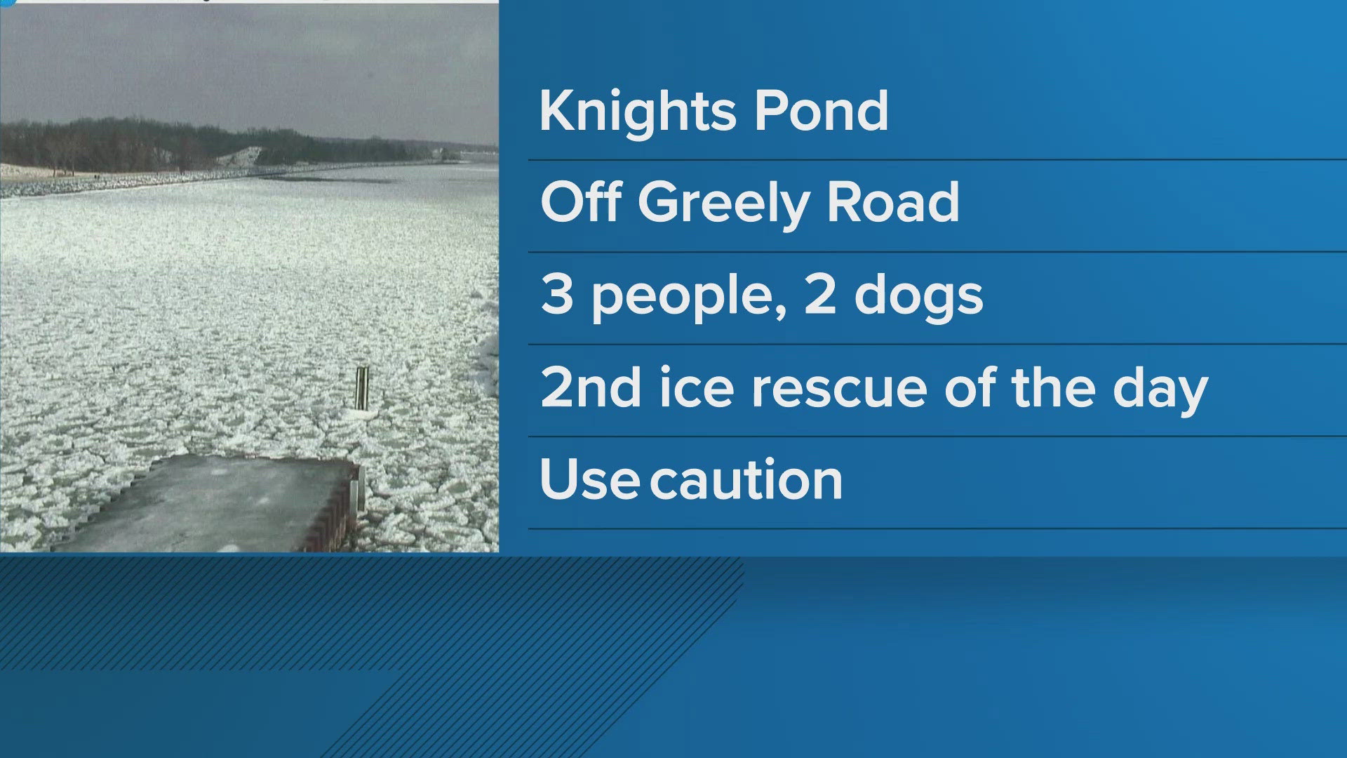 The incident occurred Monday on Knights Pond. The people escaped the water unassisted, but the dogs needed rescuing.