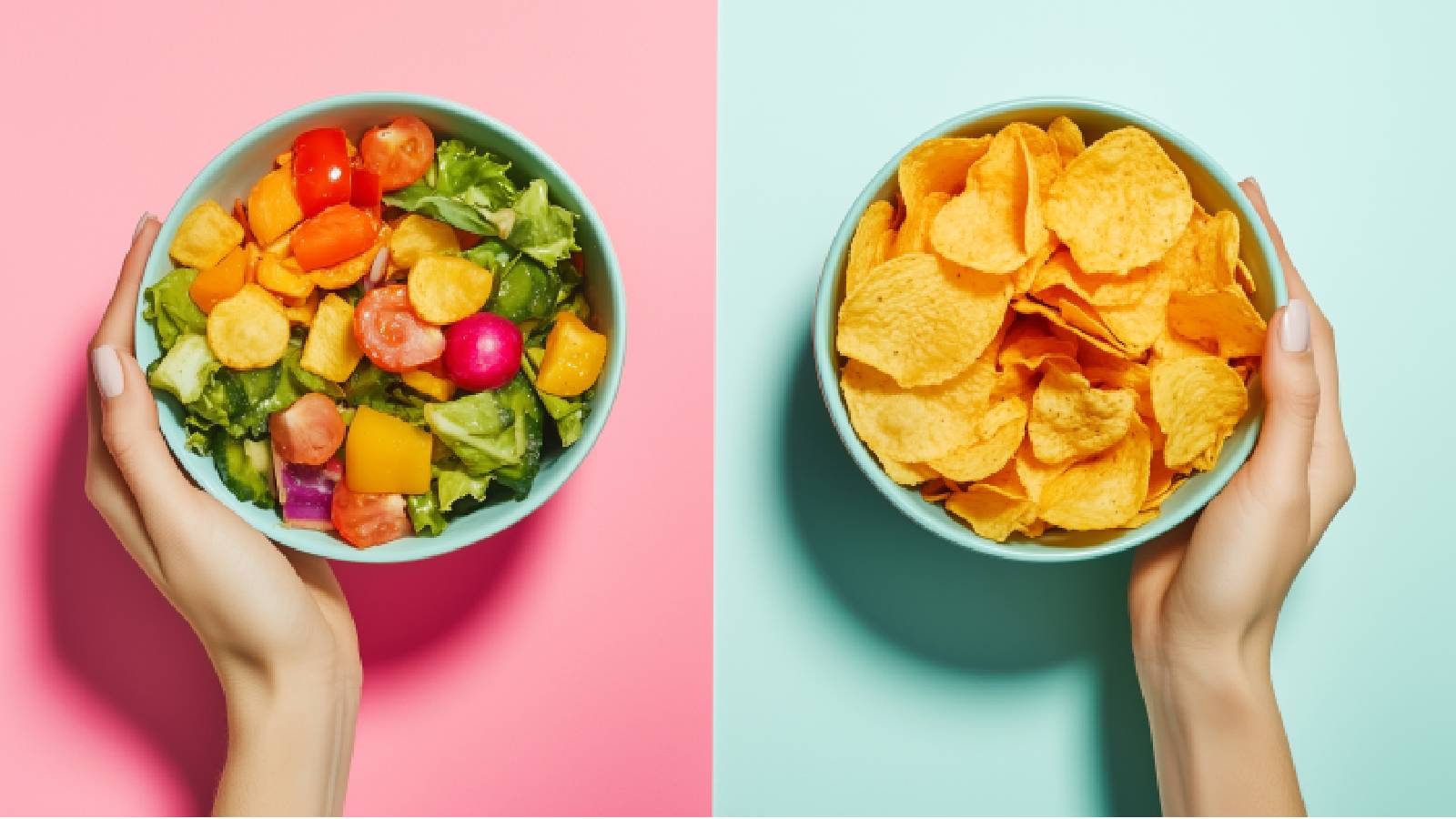 Healthy food and junk food