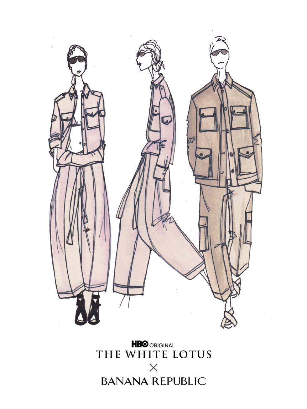 white lotus x banana republic collection sketch