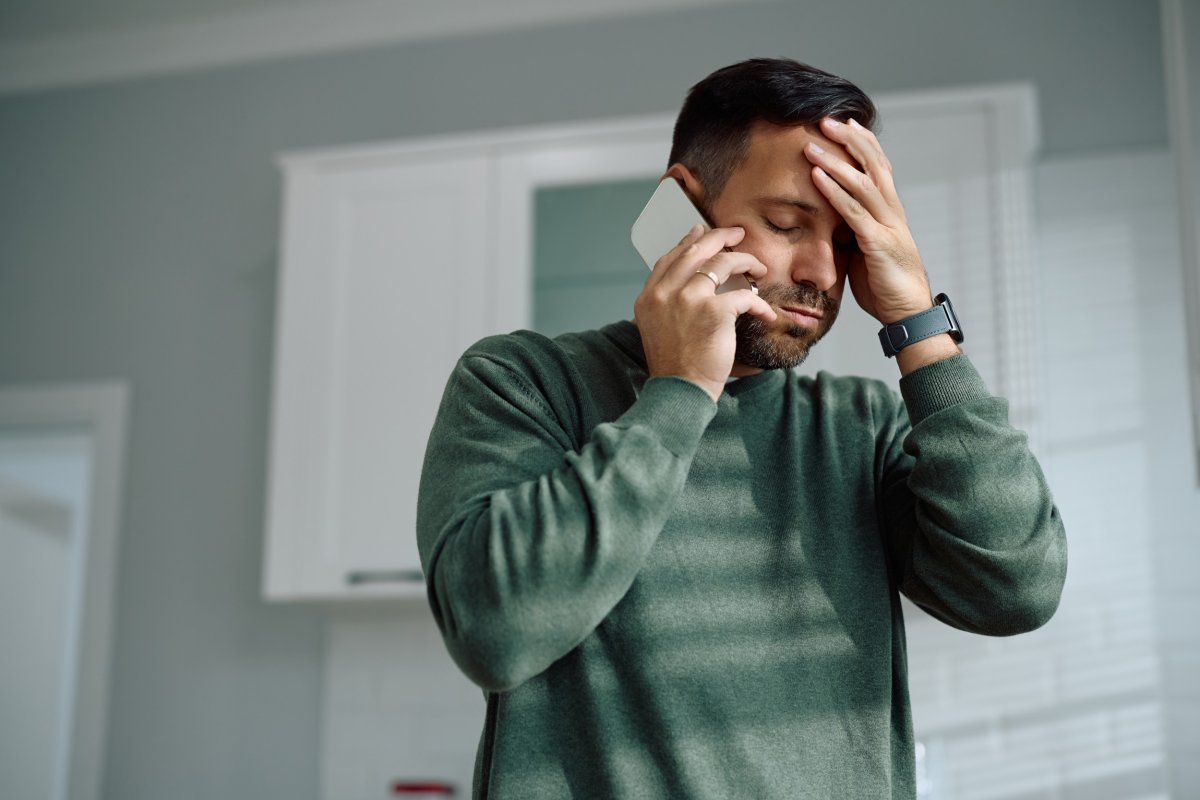 Man on phone stock image