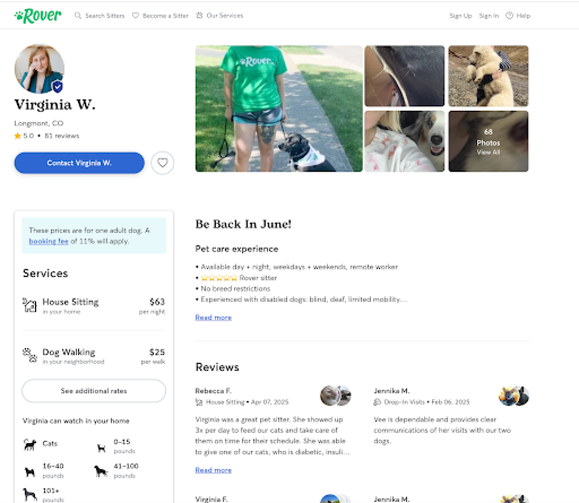 The author's Rover profile