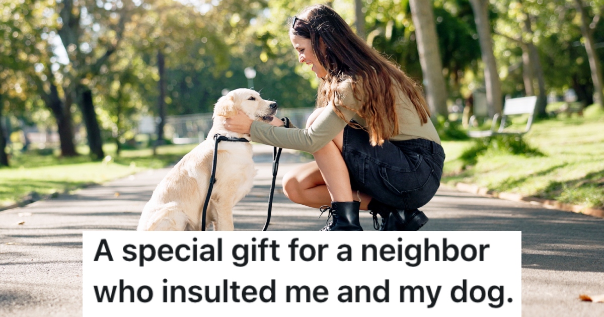 A Neighbor Yelled At Her About Her Dog And Insulted Her, So She Didnt Hold Back And Got A Messy Revenge a woman with a dog