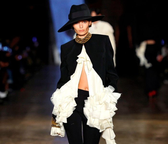 A model walks the runway